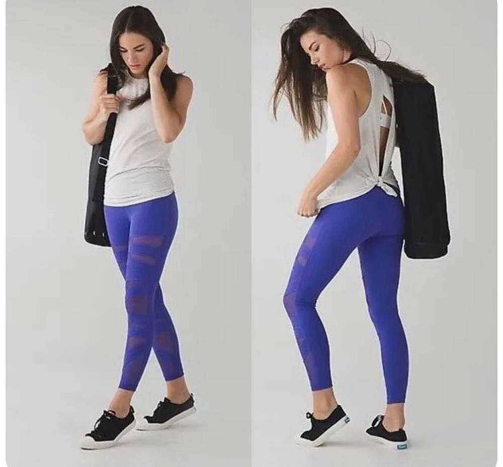 Lululemon Wanderlust 2015 High Rise Mesh Leggings Purple size 6